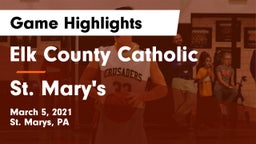 Elk County Catholic  vs St. Mary's  Game Highlights - March 5, 2021