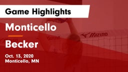 Monticello  vs Becker  Game Highlights - Oct. 13, 2020