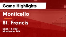 Monticello  vs St. Francis  Game Highlights - Sept. 14, 2021