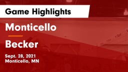Monticello  vs Becker  Game Highlights - Sept. 28, 2021