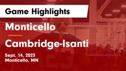 Monticello  vs Cambridge-Isanti  Game Highlights - Sept. 14, 2023