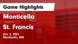 Monticello  vs St. Francis  Game Highlights - Oct. 3, 2023