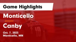 Monticello  vs Canby  Game Highlights - Oct. 7, 2023