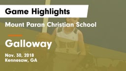 Mount Paran Christian School vs Galloway Game Highlights - Nov. 30, 2018