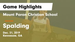 Mount Paran Christian School vs Spalding  Game Highlights - Dec. 21, 2019