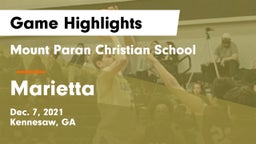 Mount Paran Christian School vs Marietta  Game Highlights - Dec. 7, 2021