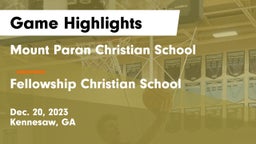 Mount Paran Christian School vs Fellowship Christian School Game Highlights - Dec. 20, 2023