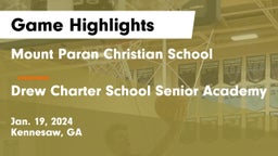 Mount Paran Christian School vs Drew Charter School Senior Academy  Game Highlights - Jan. 19, 2024
