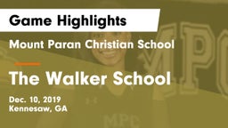 Mount Paran Christian School vs The Walker School Game Highlights - Dec. 10, 2019