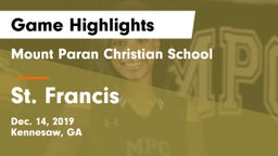 Mount Paran Christian School vs St. Francis  Game Highlights - Dec. 14, 2019