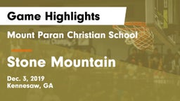 Mount Paran Christian School vs Stone Mountain  Game Highlights - Dec. 3, 2019