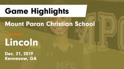 Mount Paran Christian School vs Lincoln Game Highlights - Dec. 21, 2019
