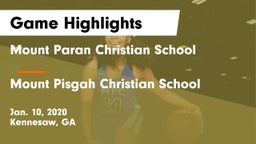 Mount Paran Christian School vs Mount Pisgah Christian School Game Highlights - Jan. 10, 2020