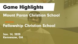 Mount Paran Christian School vs Fellowship Christian School Game Highlights - Jan. 14, 2020