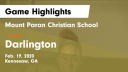 Mount Paran Christian School vs Darlington  Game Highlights - Feb. 19, 2020