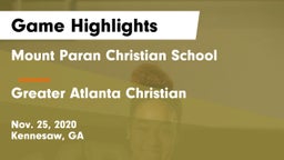 Mount Paran Christian School vs Greater Atlanta Christian  Game Highlights - Nov. 25, 2020