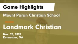 Mount Paran Christian School vs Landmark Christian  Game Highlights - Nov. 20, 2020
