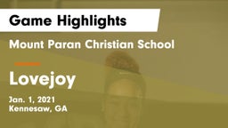 Mount Paran Christian School vs Lovejoy  Game Highlights - Jan. 1, 2021