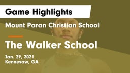 Mount Paran Christian School vs The Walker School Game Highlights - Jan. 29, 2021