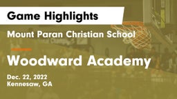 Mount Paran Christian School vs Woodward Academy Game Highlights - Dec. 22, 2022