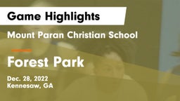 Mount Paran Christian School vs Forest Park  Game Highlights - Dec. 28, 2022