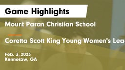 Mount Paran Christian School vs Coretta Scott King Young Women's Leadership Academy  Game Highlights - Feb. 3, 2023