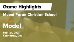 Mount Paran Christian School vs Model  Game Highlights - Feb. 24, 2023