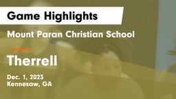 Mount Paran Christian School vs Therrell  Game Highlights - Dec. 1, 2023