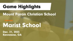 Mount Paran Christian School vs Marist School Game Highlights - Dec. 21, 2023
