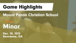 Mount Paran Christian School vs Minor  Game Highlights - Dec. 28, 2023