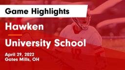 Hawken  vs University School Game Highlights - April 29, 2022