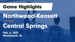 Northwood-Kensett  vs Central Springs  Game Highlights - Feb. 6, 2023