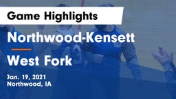 Northwood-Kensett  vs West Fork  Game Highlights - Jan. 19, 2021