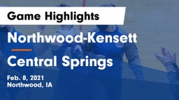 Northwood-Kensett  vs Central Springs  Game Highlights - Feb. 8, 2021