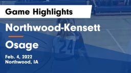 Northwood-Kensett  vs Osage  Game Highlights - Feb. 4, 2022