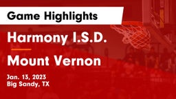 Harmony I.S.D. vs Mount Vernon  Game Highlights - Jan. 13, 2023