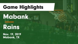 Mabank  vs Rains  Game Highlights - Nov. 19, 2019
