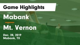 Mabank  vs Mt. Vernon  Game Highlights - Dec. 28, 2019