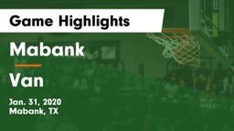 Mabank  vs Van  Game Highlights - Jan. 31, 2020