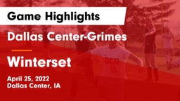 Dallas Center-Grimes  vs Winterset  Game Highlights - April 25, 2022
