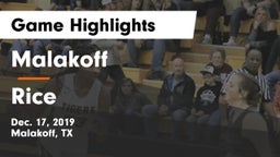 Malakoff  vs Rice  Game Highlights - Dec. 17, 2019