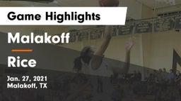 Malakoff  vs Rice  Game Highlights - Jan. 27, 2021