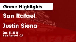 San Rafael  vs Justin Siena Game Highlights - Jan. 5, 2018