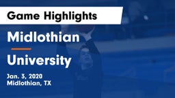 Midlothian  vs University  Game Highlights - Jan. 3, 2020