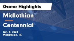 Midlothian  vs Centennial  Game Highlights - Jan. 5, 2024