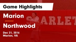 Marion  vs Northwood  Game Highlights - Dec 21, 2016