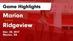 Marion  vs Ridgeview Game Highlights - Dec. 30, 2017