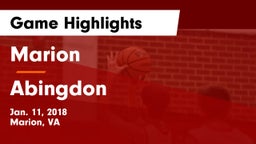 Marion  vs Abingdon  Game Highlights - Jan. 11, 2018