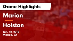 Marion  vs Holston  Game Highlights - Jan. 18, 2018