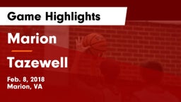 Marion  vs Tazewell  Game Highlights - Feb. 8, 2018